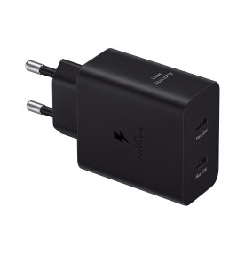 Incarcator retea Duo 50W, 2 x USB Type-C, Cablu inclus, Super Fast Charger, Black